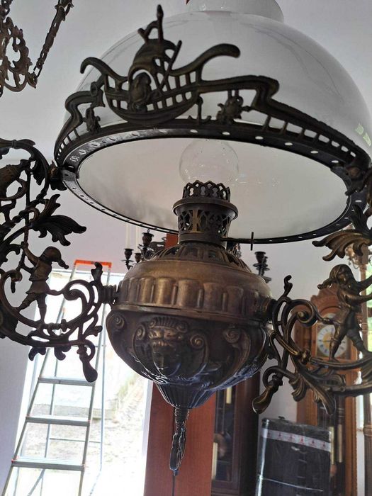 żyrandol lampa na naftę [ ANTYK ]