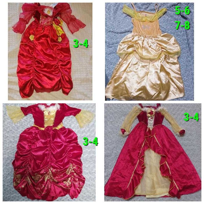 Карнавальное платье Белль красавица и чудовище 3-4, 5-6, 7-8 лет
