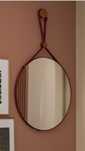 Lustro okrągłe Chana Copper na pasku śr. 55 cm z uchwytem Inspire
