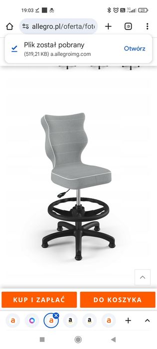 Krzesło dziecięce Entelo Petit szary z podnóżkiem r.3