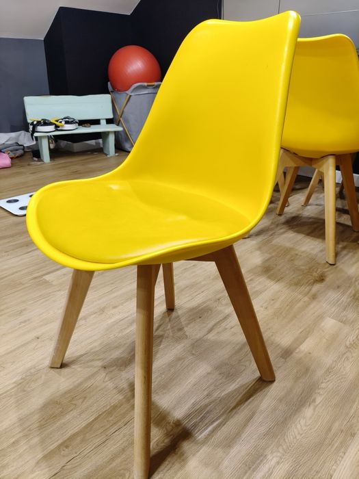 Krzesła do jadalni, kuchni, żółte, 4 sztuki