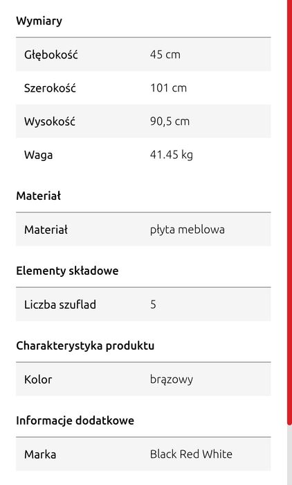 Zestaw mebli Kent BRW komonda witrynka kredens
