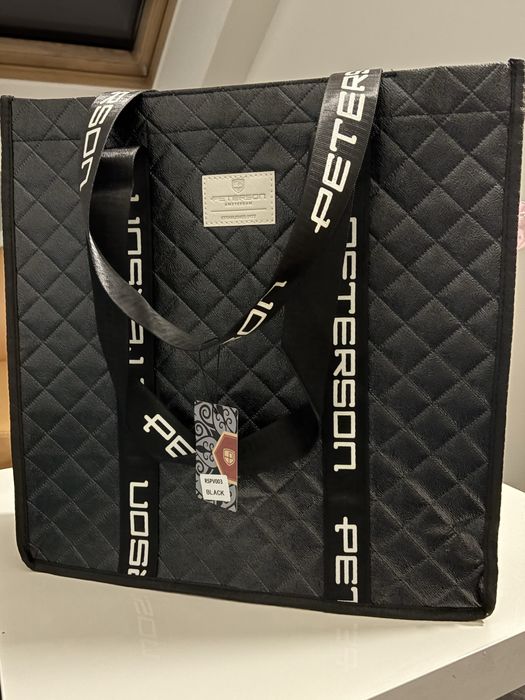 Duża torba shopper zapinana na zamek nowa Peterson czarna