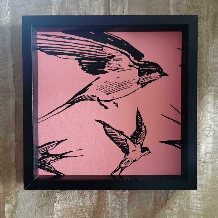 Quadros decoracao motivo andorinhas