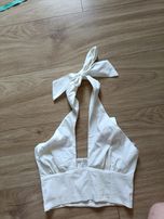Bershka kremowy top halter xs lato