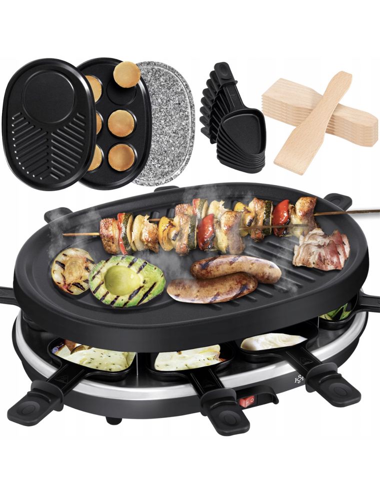 Grill Elektryczny Raclette KESSER 900 W na 8 osób Płyta Kamienna