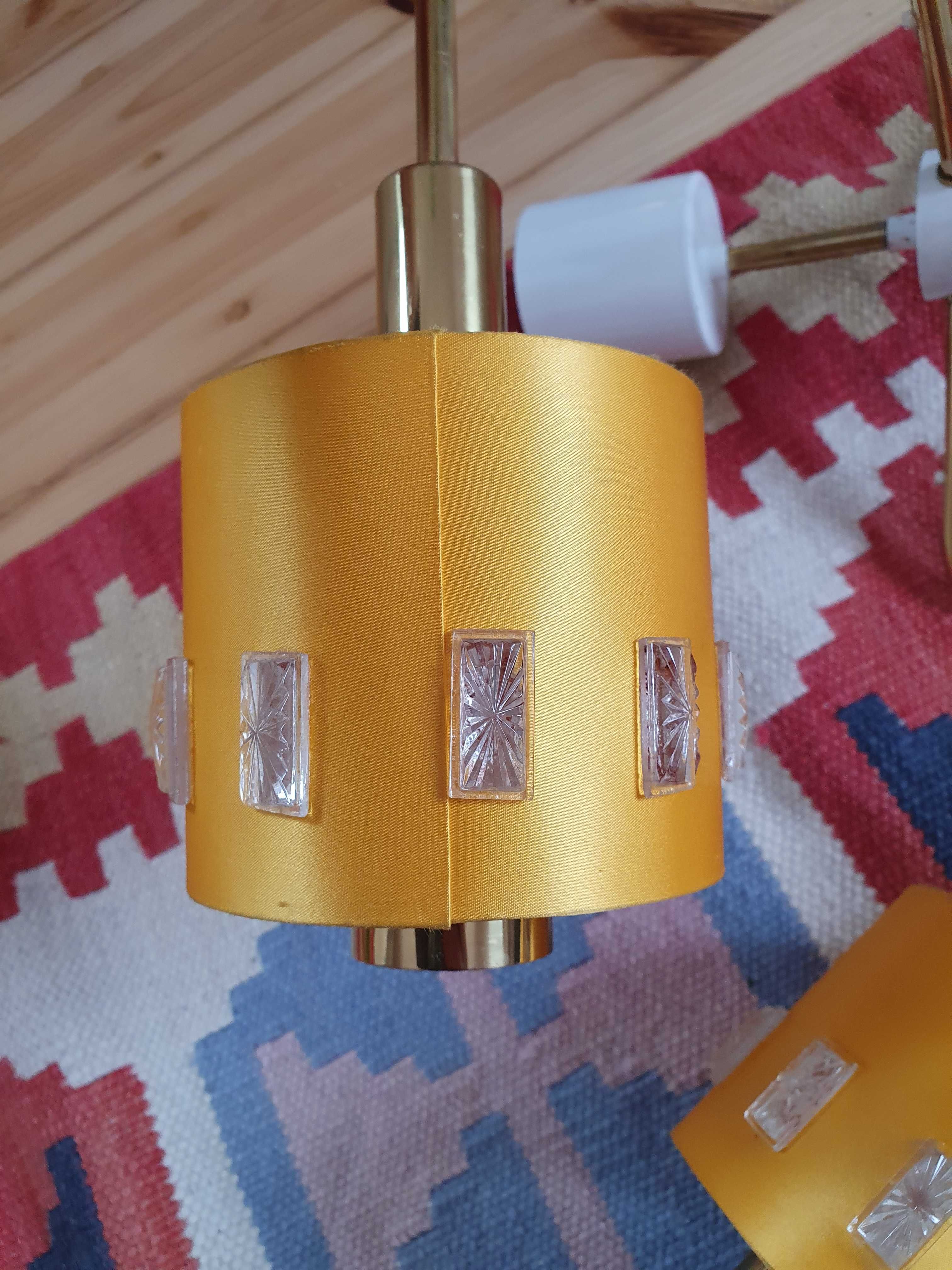 Lampa sufitowa, żółty abażur, lata 60, vintage / retro / PRL