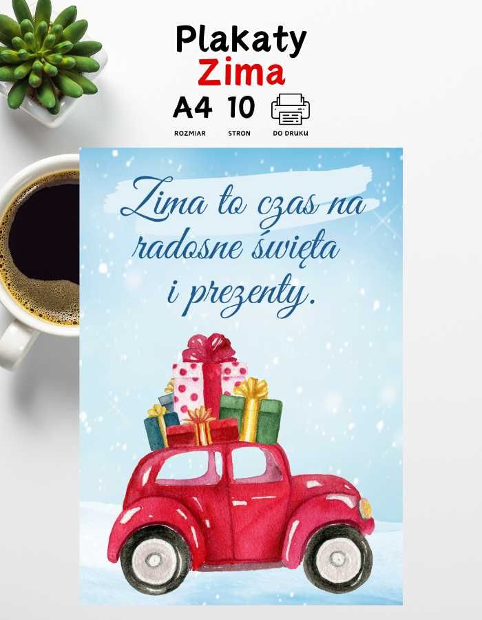 Plakaty motywacyjne dla dzieci do druku A4 – Zima