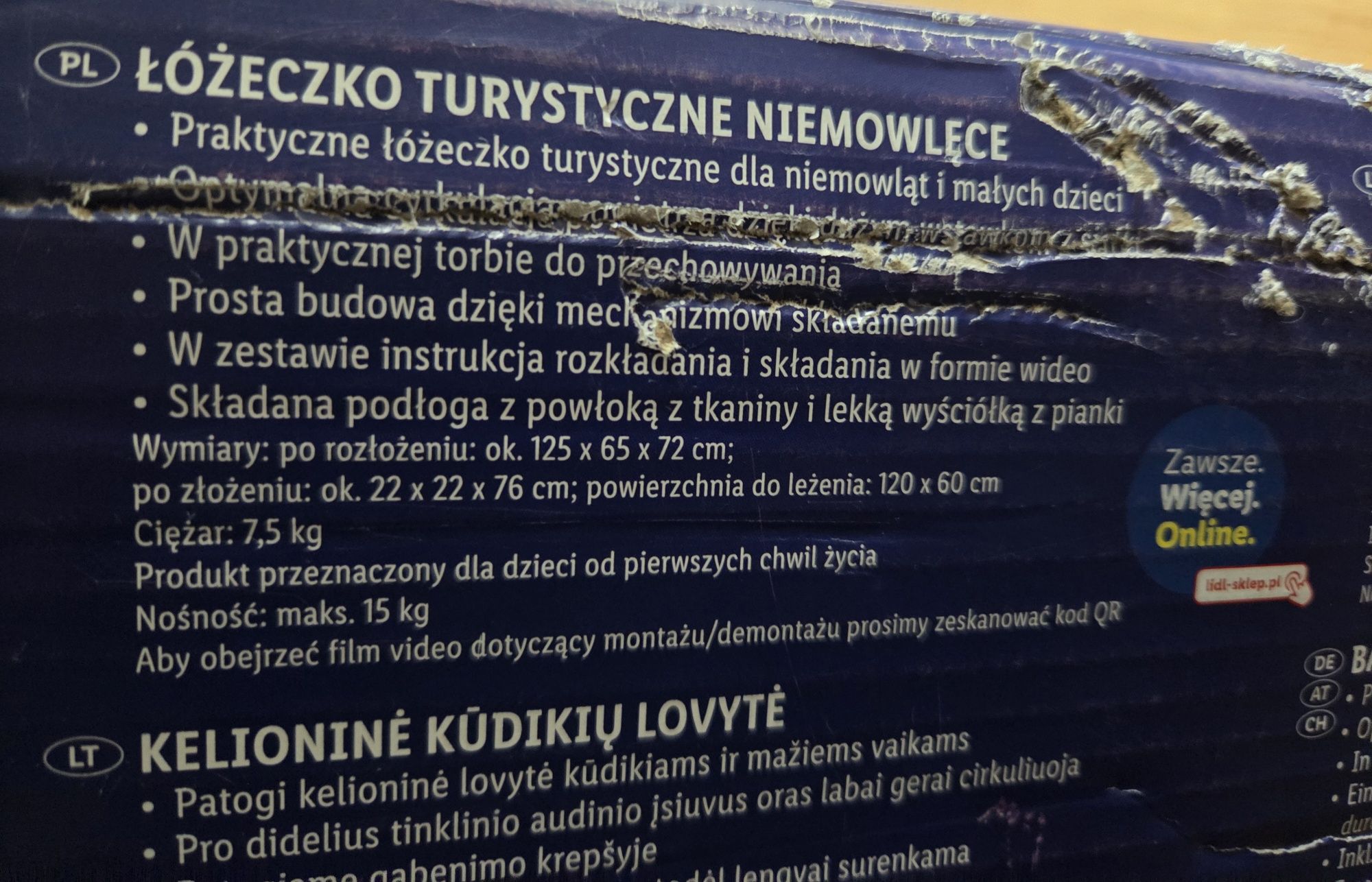 Łóżeczko turystyczne dla niemowląt i małych dzieci Lupilu - nowe