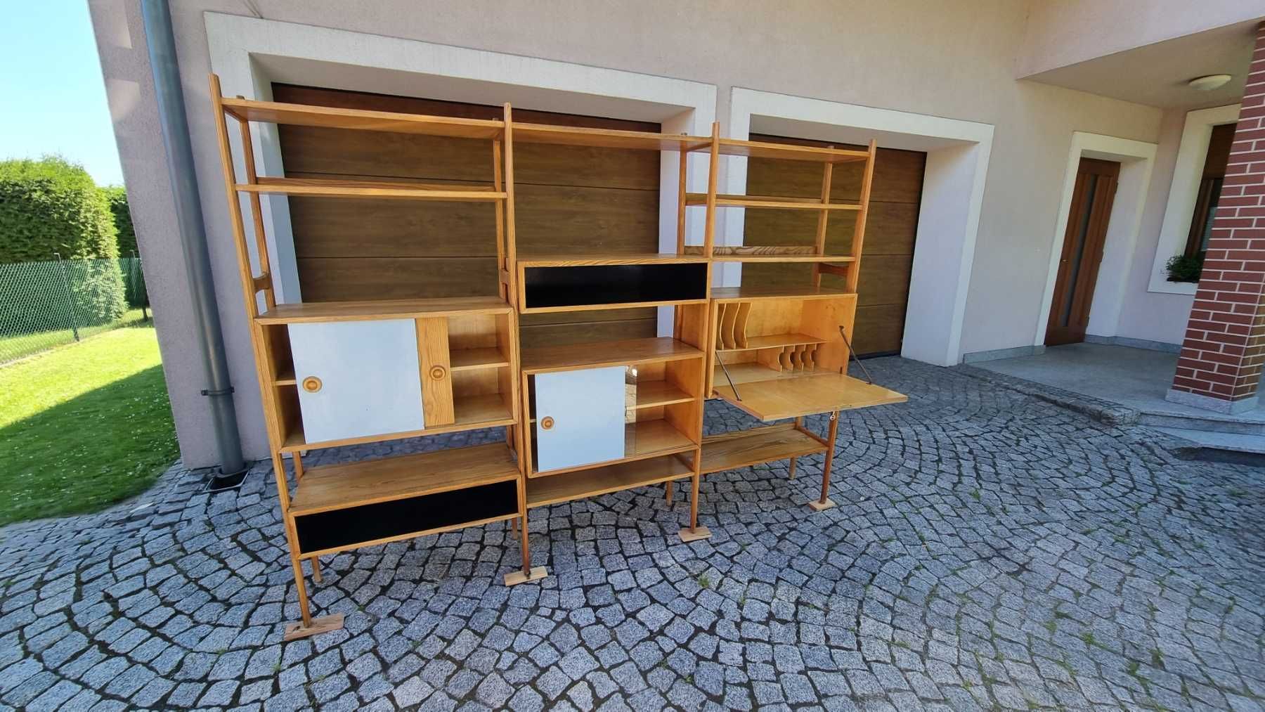 Regał modułowy proj. R. Hałas Polska lata 60 klasyk Design PRL