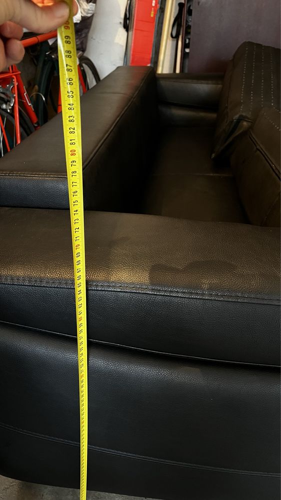 Sofa WAJNERT ekoskórą Czarna, szer 175 cm