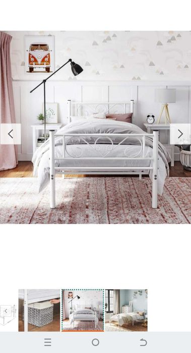 Łóżko białe metalowe plus stolik nocny materac gratis