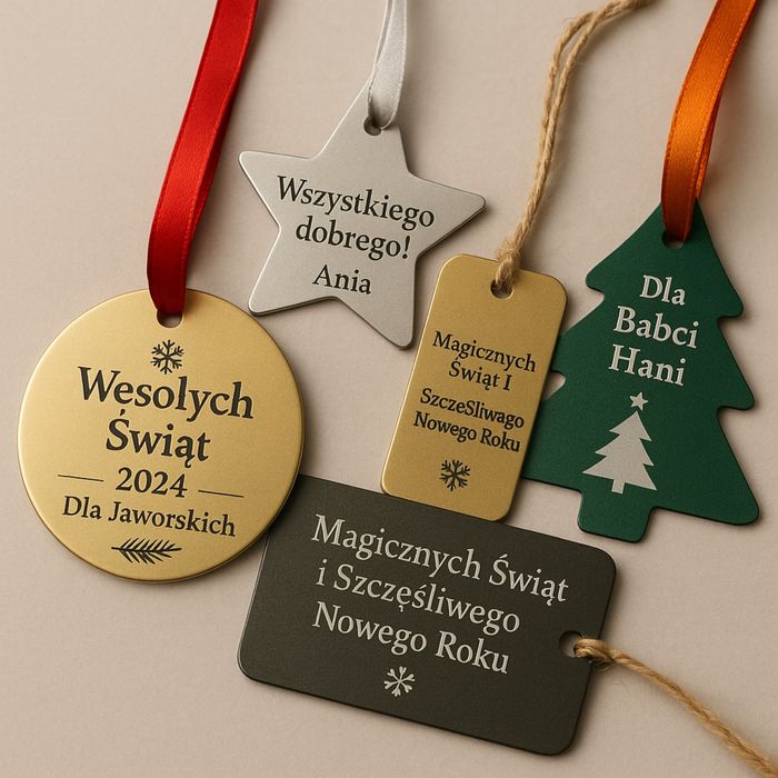 Personalizowane  swiateczne zawieszki z grawerem idealne na prezent