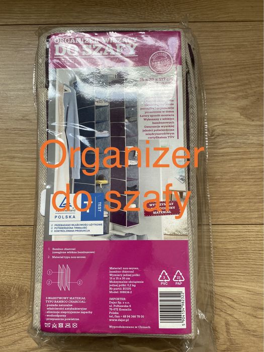 Organizer wiszący do szafy 10 pojemnych półek