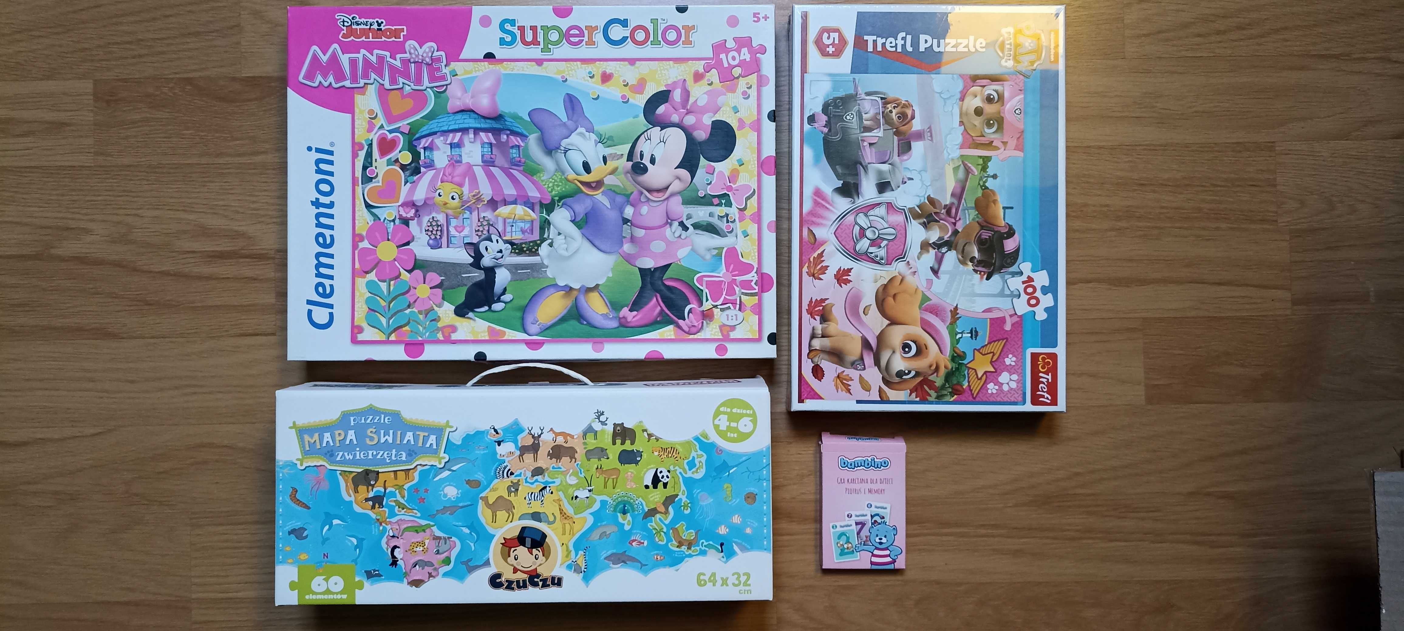 3xpuzzle czuczu Mapa świata Psi Patrol Minnie karty Piotruś Bambino