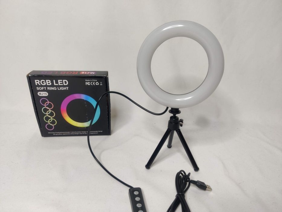 [NOVO] Ring Light 16 cm [RGB] com Tripé Extensível [12 - 17 cm]