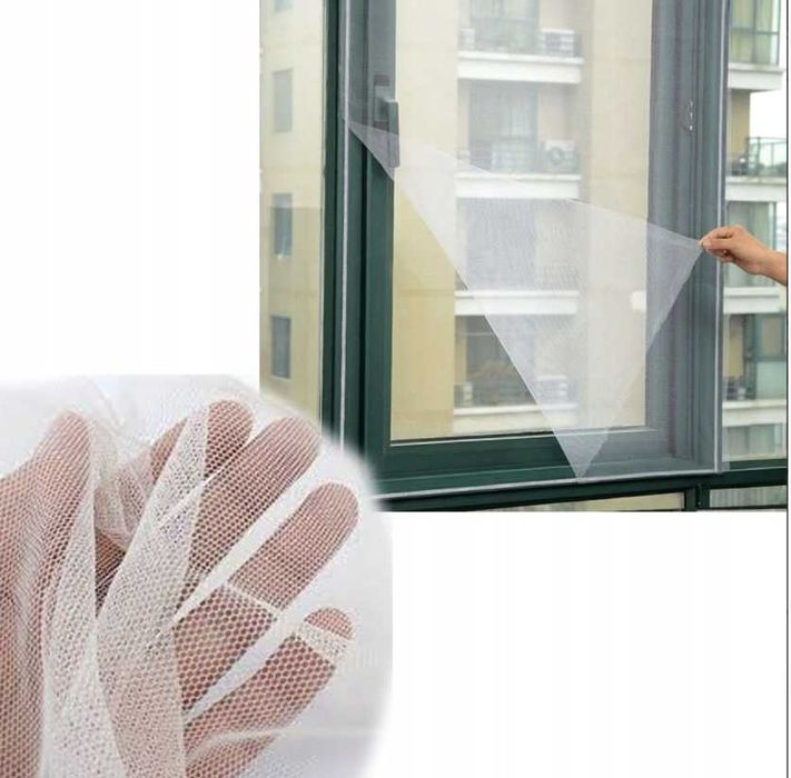 MOSKITIERA  NA OKNO okienna siatka na owady KOMARY + RZEP 150x130cm