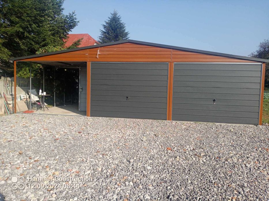 Garaż blaszany, wiata. WZMOCNIONY PROFILAMI. Producent. Cała POLSKA