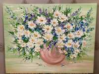 Картина маслом на холсте "Полевые цветы" 35х45