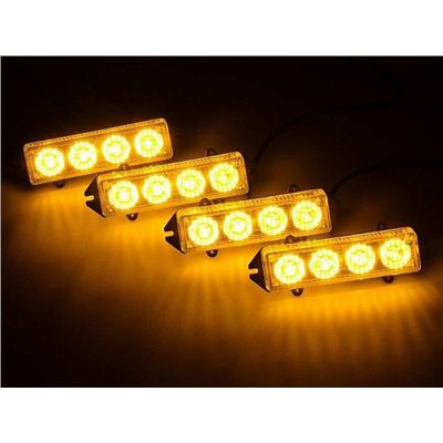 Lampa Led Stroboskopowa 12V 24V Pomarańcz 4Szt