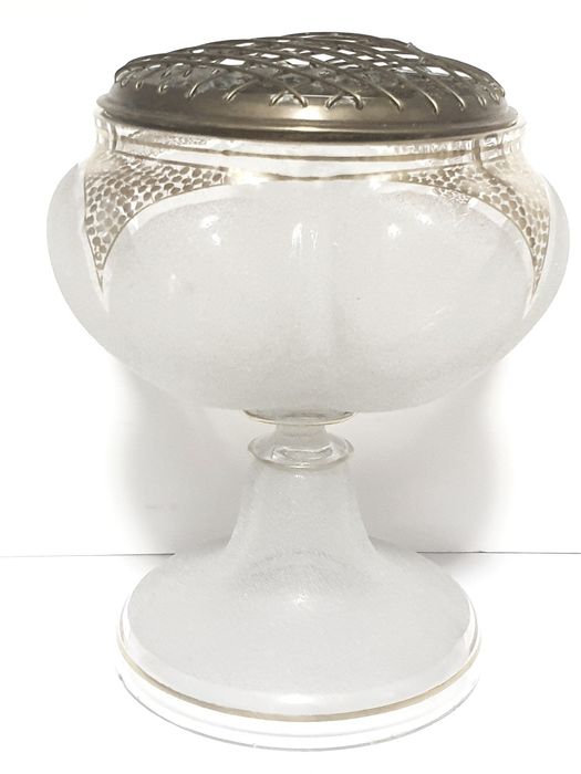 Magnífica rara antiga floreira em vidro dourado à mão