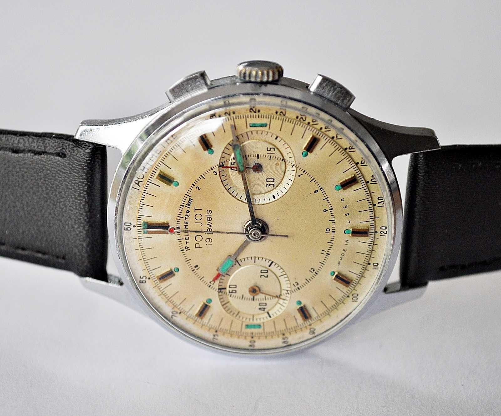 Rzadki Poljot chronograf 3017 19 kamieni