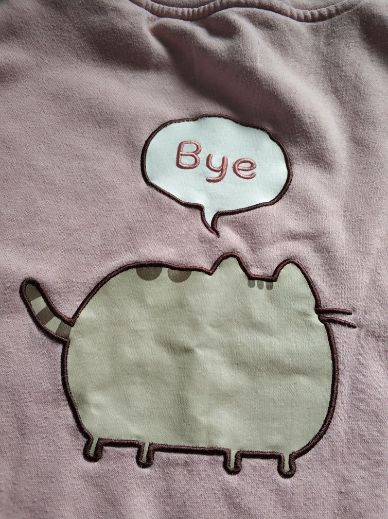 Pusheen różowa bluza z kapturem hoodie bez kieszeni kot kotek