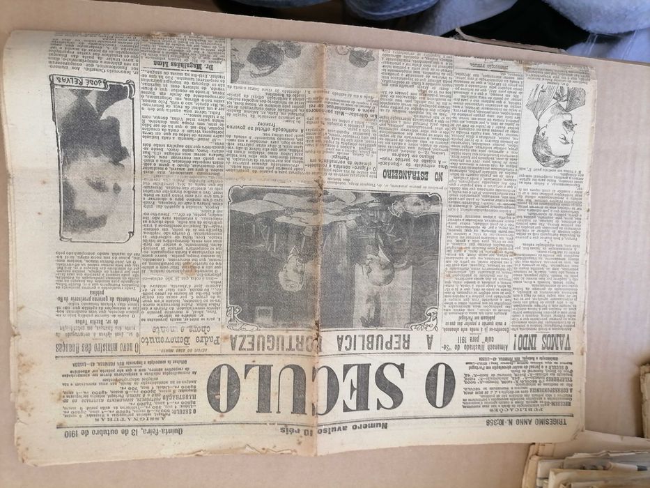 Histórico Jornal 1910 A REPÚBLICA PORTUGUESA Século Original/Completo