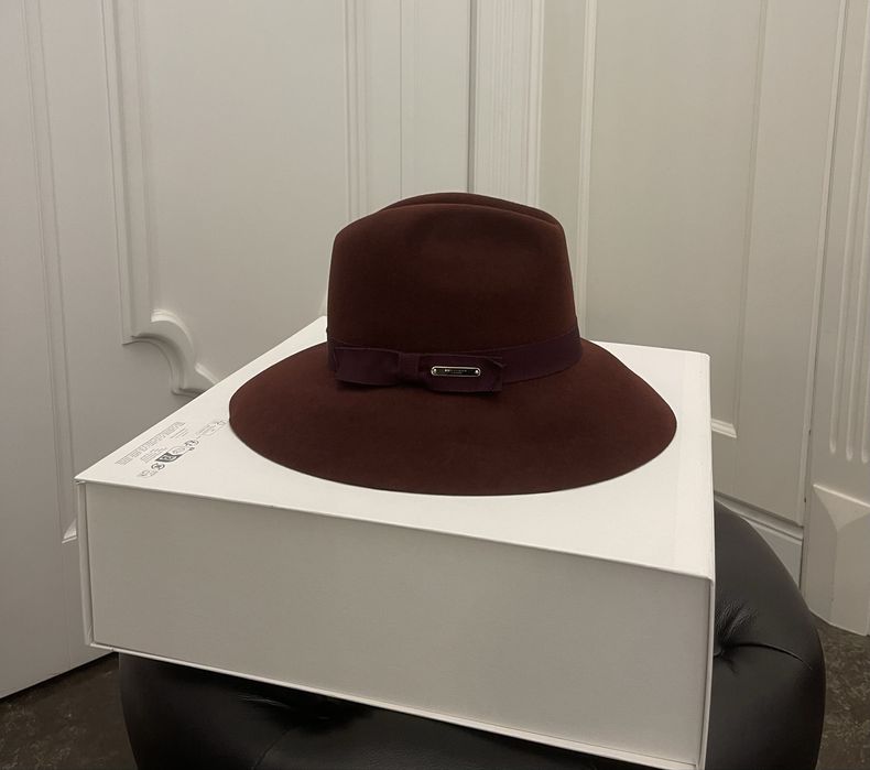 BURBERRY PRORSUM piękny filcowy kapelusz, burgundowy