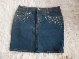 Jeansowa spódnica mini z cekinami