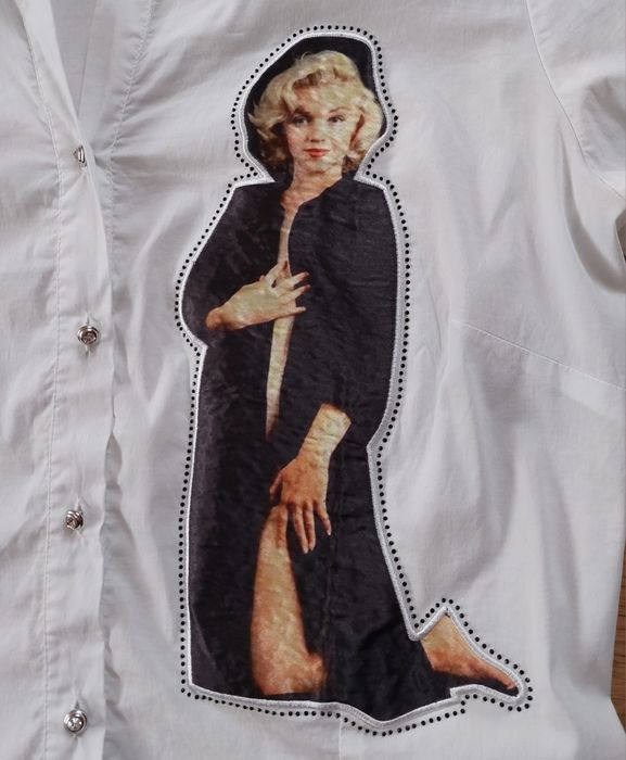 biała koszula z krótszym rękawem z Marilyn Monroe Peter Cook