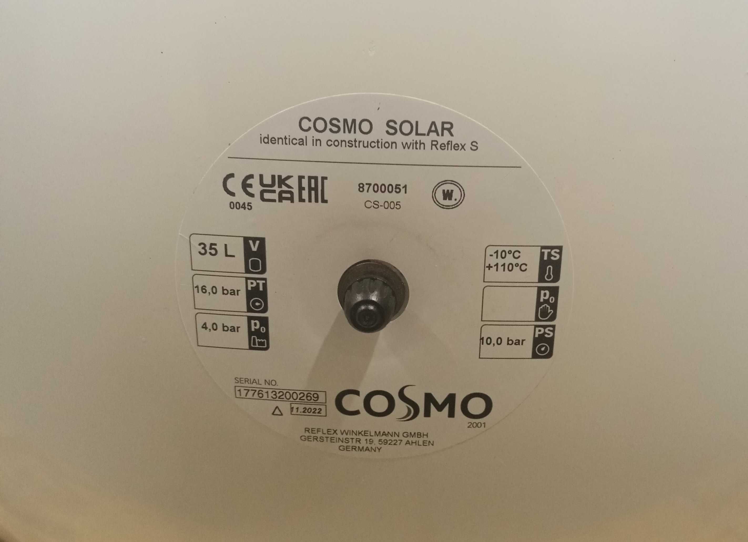 Naczynie przeponowe solarne 35L Reflex
