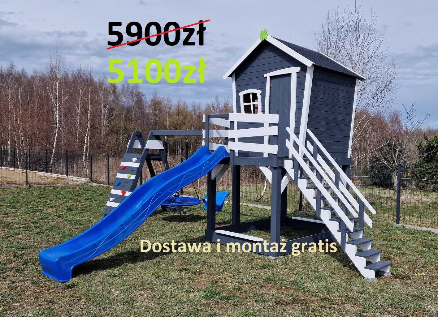 Krzywy, bajkowy domek dla dzieci - plac zabaw