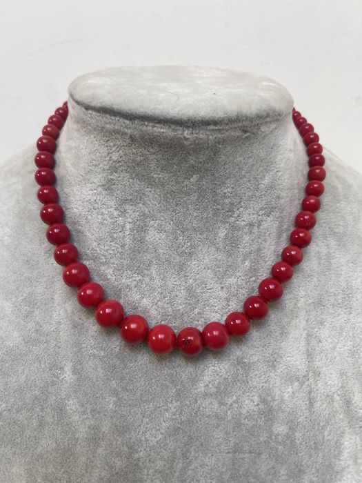 Koral Stary Naszyjnik z Koralowca ze Srebrnym Zapięciem Srebro 925