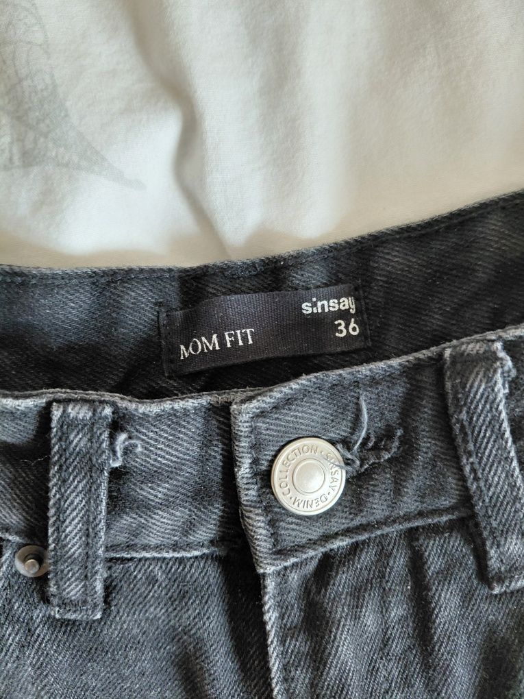 Jeansy Mom Fit czarne
