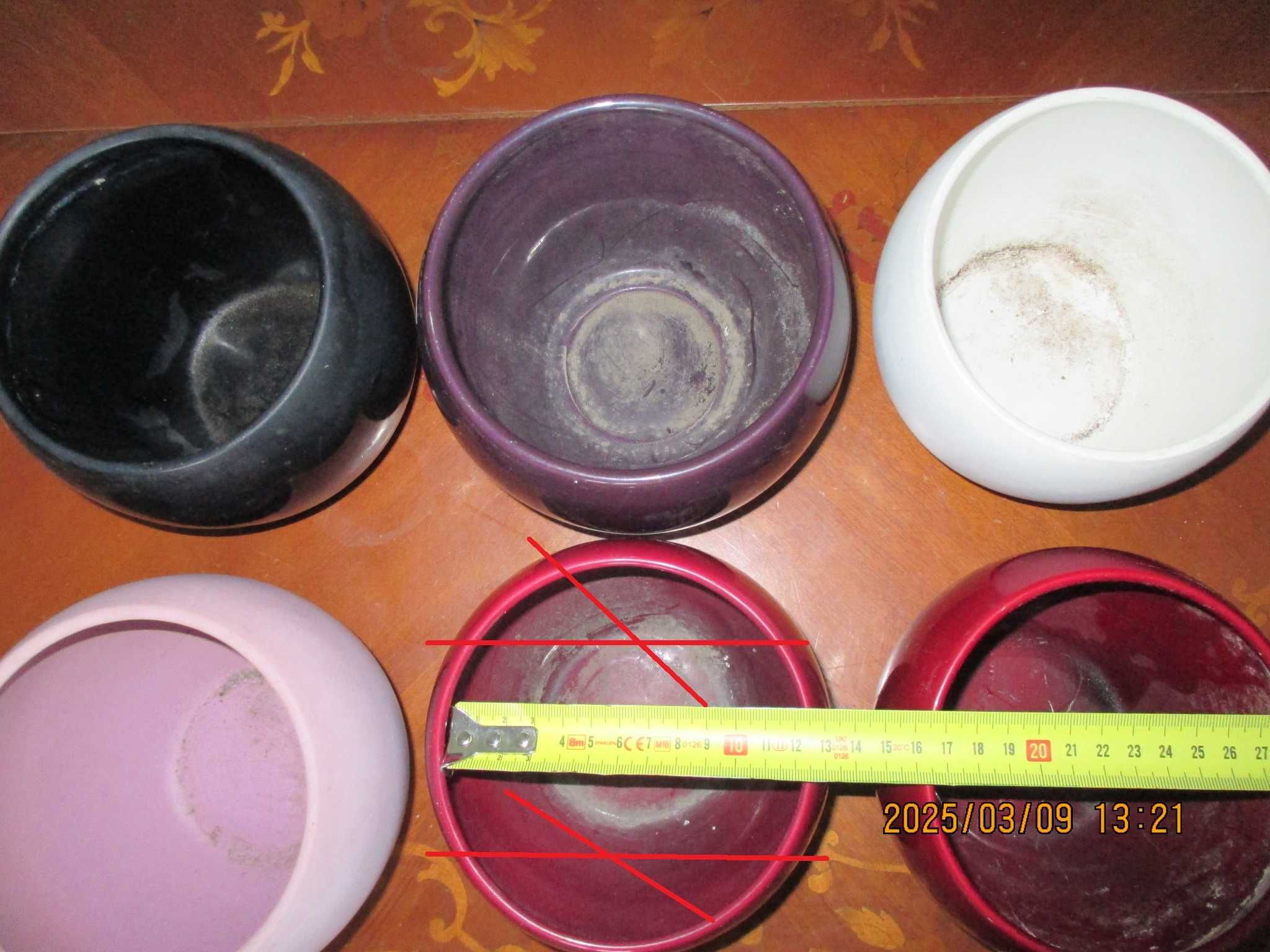 Zestaw 5 szt. doniczek ceramicznych - kule (12 i 13 cm wysokości)