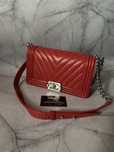 Шкіряна Сумка Chanel boy LIMITED red metal