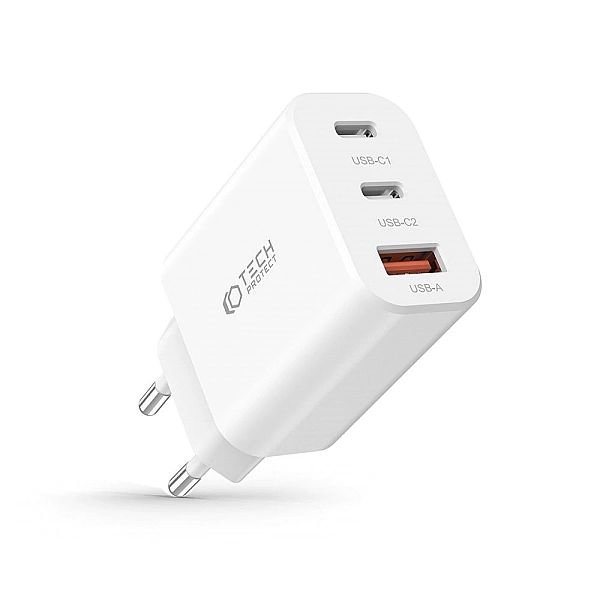 Tech-Protect C30W 3-Port Network Charger Pd30W/Qc3.0 White