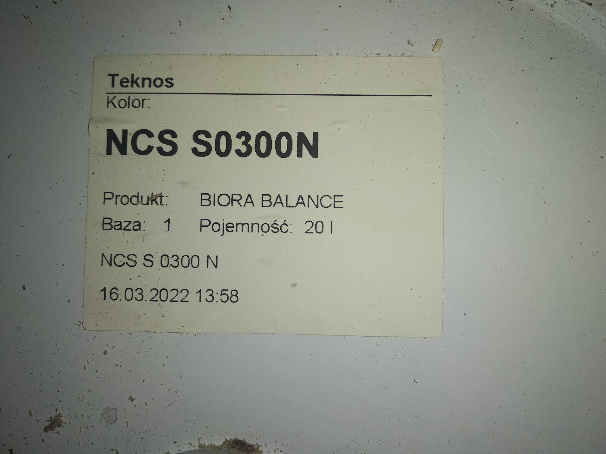 Farba Tecnos biała matowa do wnętrz NCS S0300N 20L