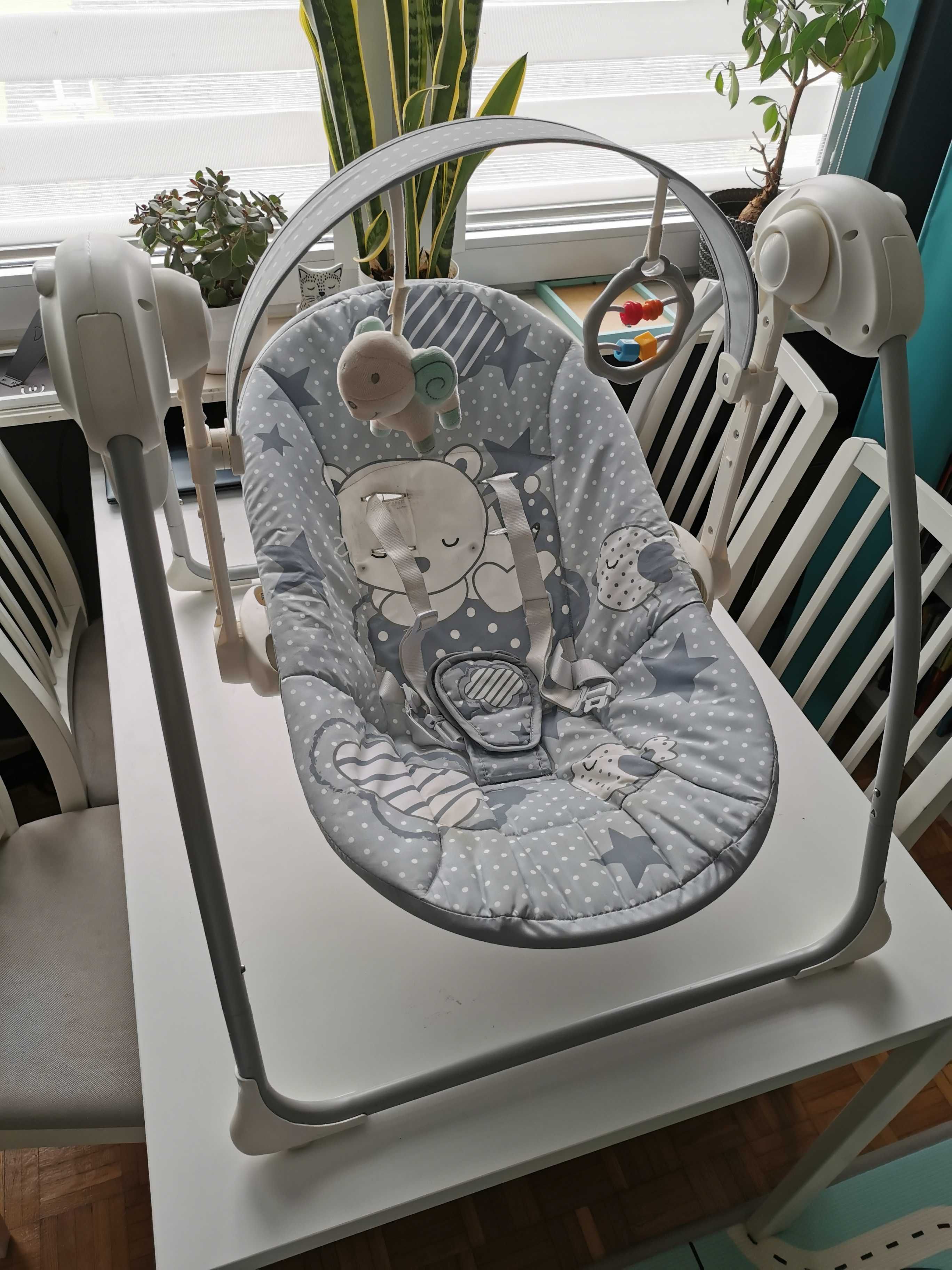 Bujak elektryczny Smiki, Miś, Baby Swing huśtawka, 0M+, 3-9kg
