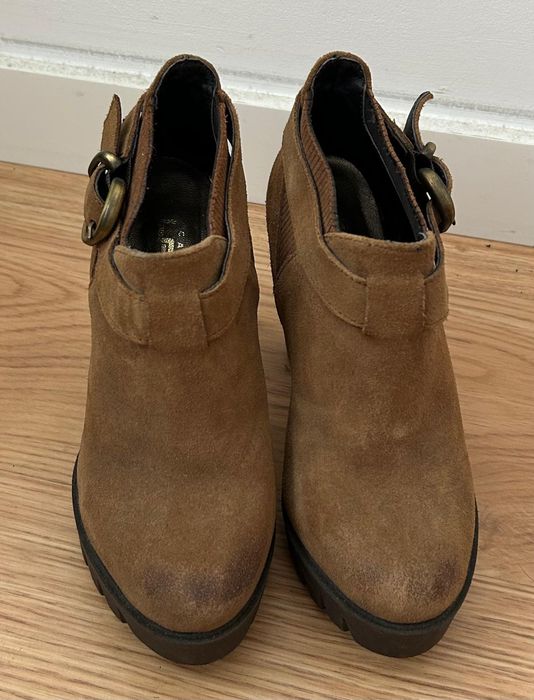 Botins camel compensados Lages Calçado