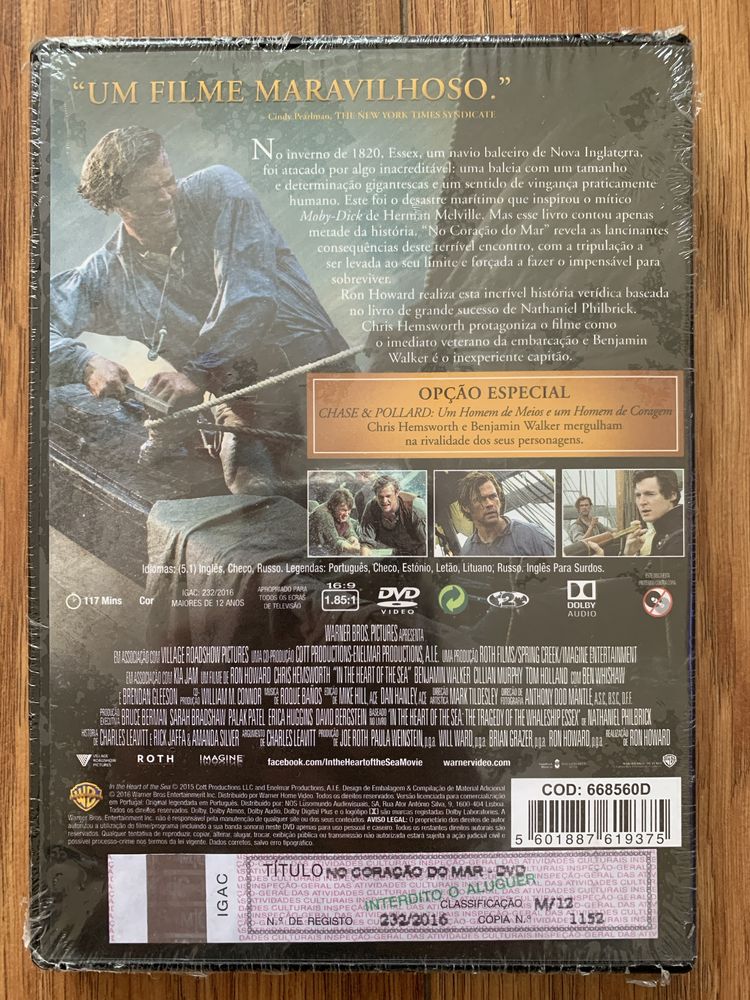 No Coração do Mar - Chris Hemsworth - dvd - Novo e Selado