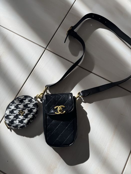 Розкішна сумочка для телефону Chanel жіноча чорна Шанель