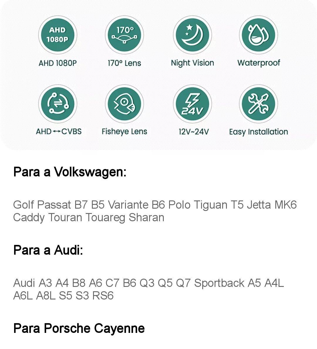 Câmara de estacionamento HD Volkswagen Audi Porche visão nocturna NOVO