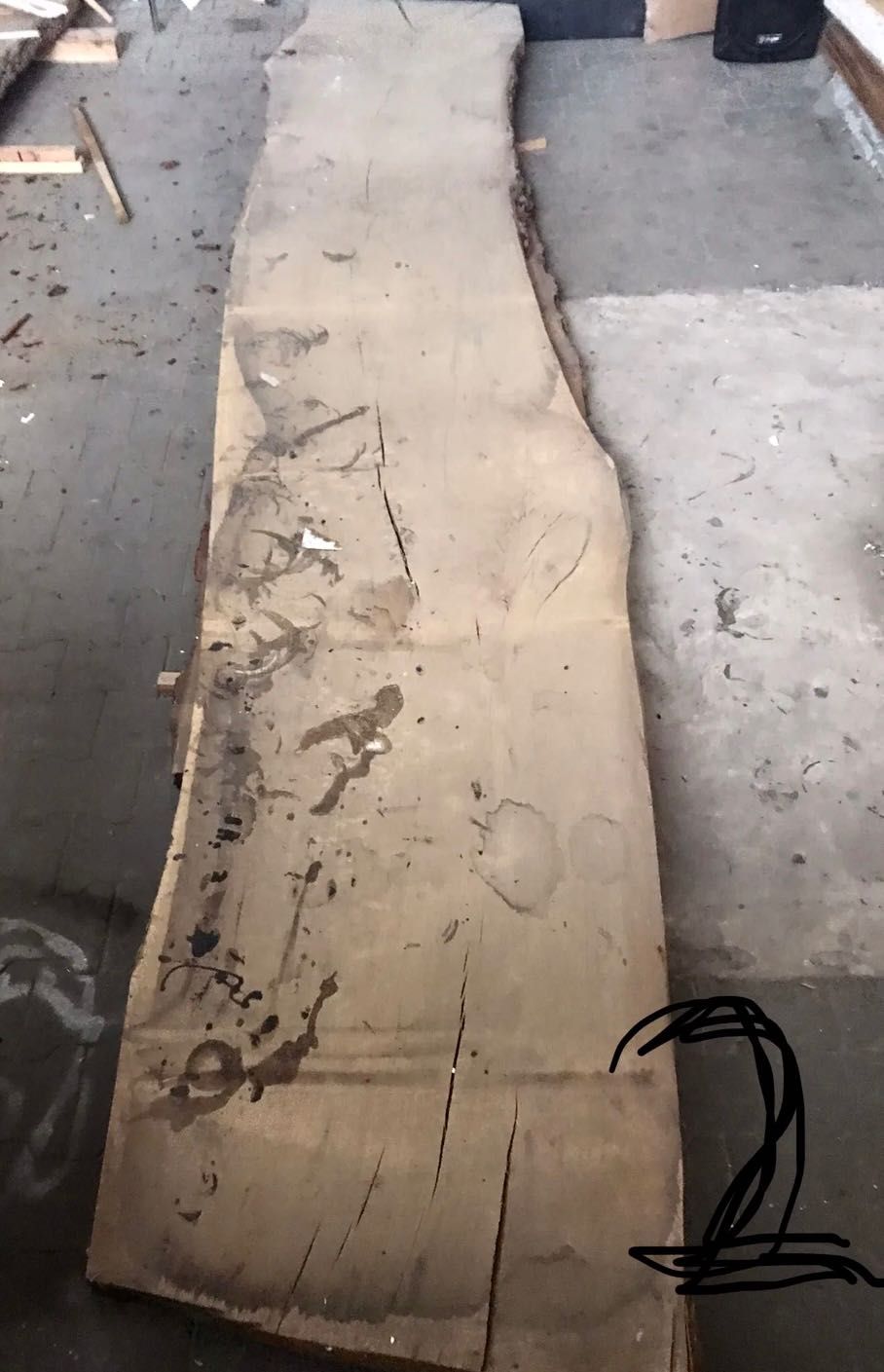 Monolit dębowy blat stół 280 cm grubość  7 cm
