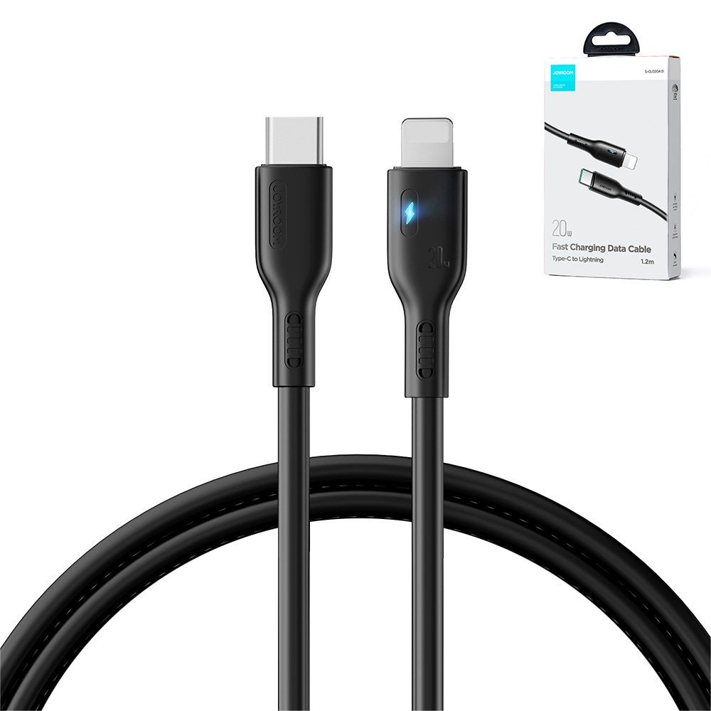 kabel do iphone ze wskaźnikiem led usb-c - lightning 20w 2m czarny