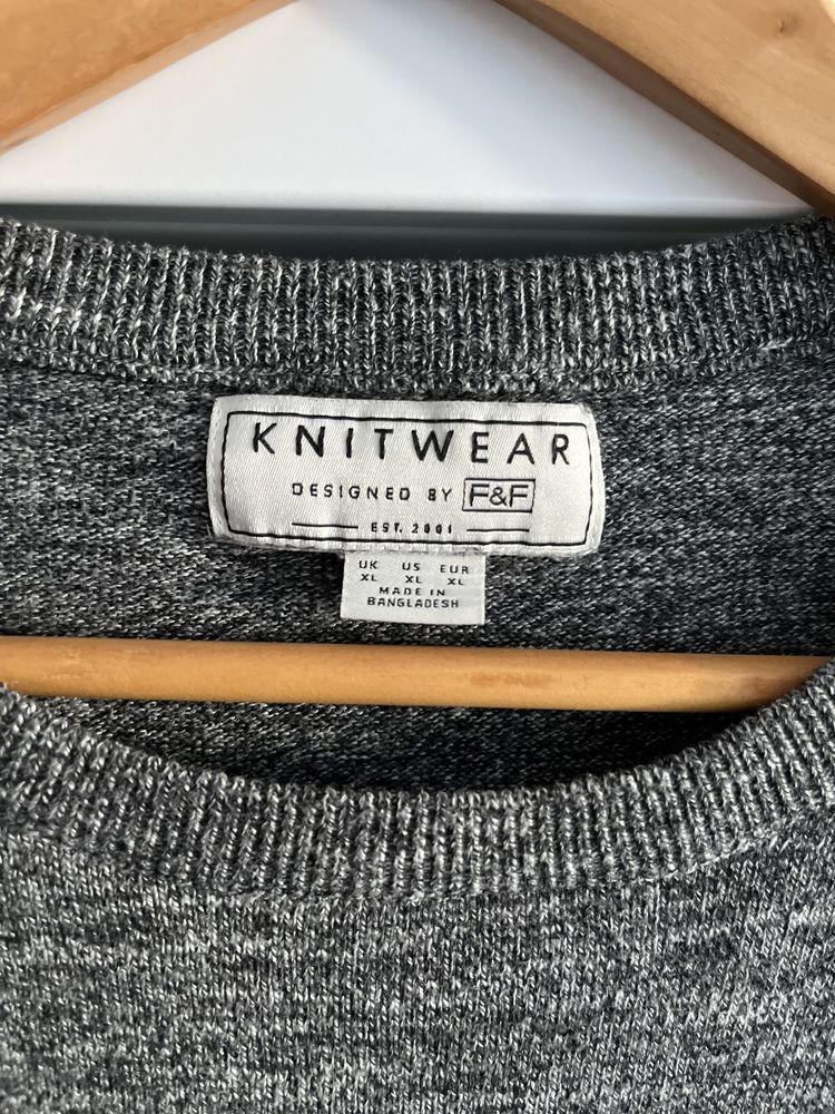 Knitwear szary melanżowy sweter F&F XL