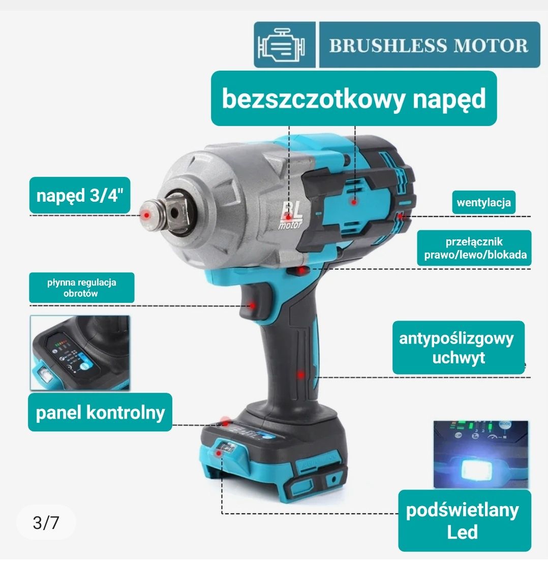 Klucz Udarowy 3/4" do Bateii Makita 2200Nm 1300Nm bezszczotkowy