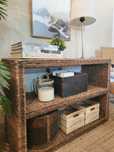 aparador, consola, estante, rattan, palhinha, decoracao, rustico