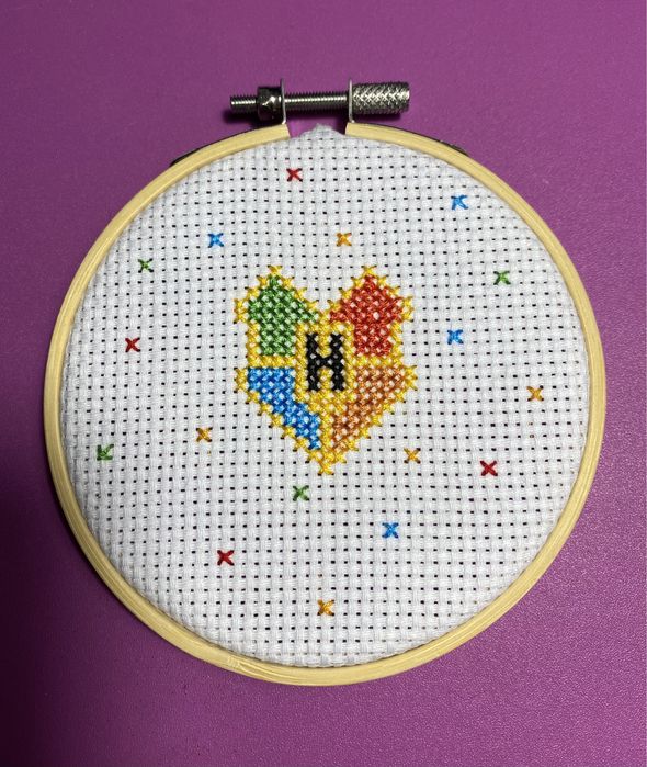 Quadro em Ponto Cruz com Brasão das Casas de Hogwarts (Harry Potter)